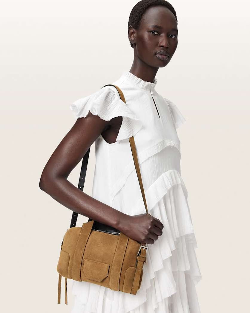 AllSaints Ares Compact Suede Crossbody Women's Biscuit Brown Women's