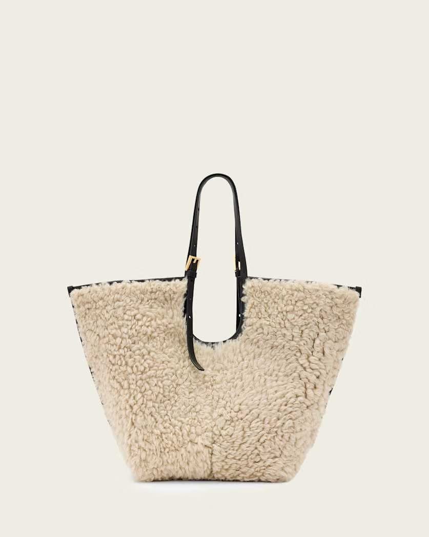 AllSaints Ara Shearling Tote Bag Women's Natural/Black Women's