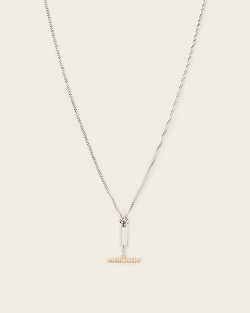 AllSaints April T Bar Necklace Women's Warm Silver/Brass Women's