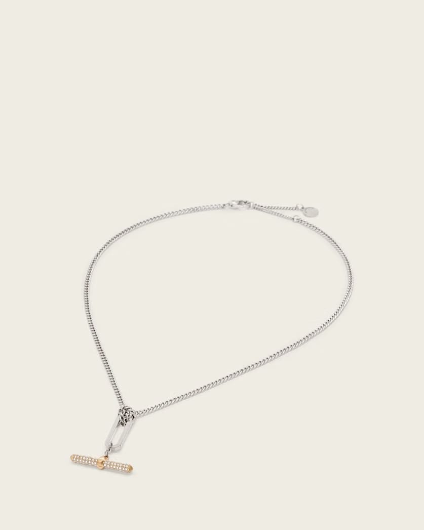 AllSaints April T Bar Necklace Women's Warm Silver/Brass Women's