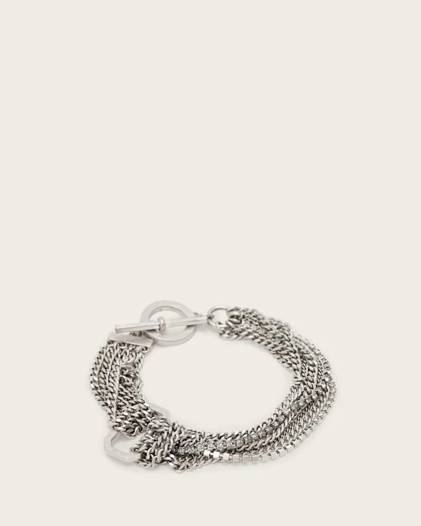 AllSaints April T Bar Bracelet Women's Warm Silver Women's