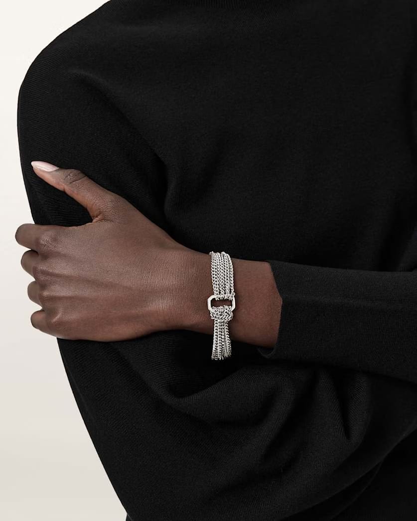 AllSaints April T Bar Bracelet Women's Warm Silver Women's