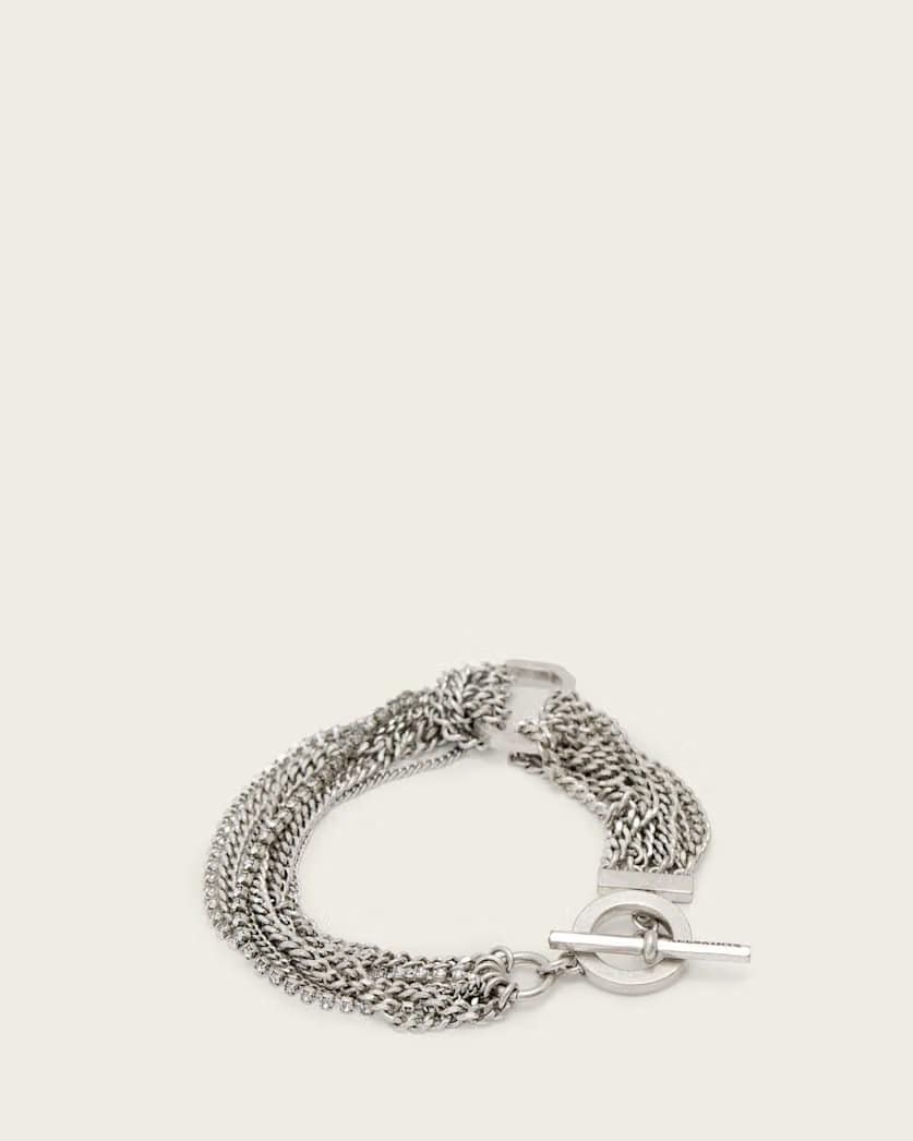 AllSaints April T Bar Bracelet Women's Warm Silver Women's