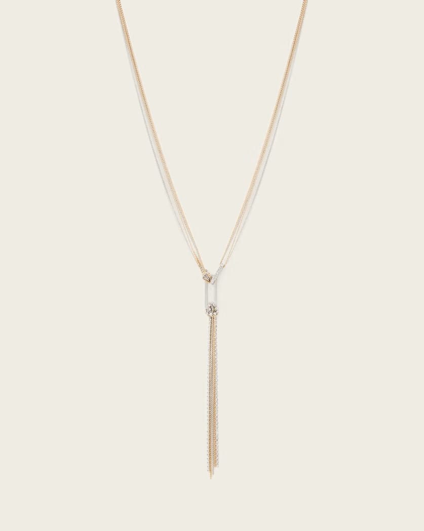 AllSaints April Lariat Necklace Women's Warm Silver/Brass Women's