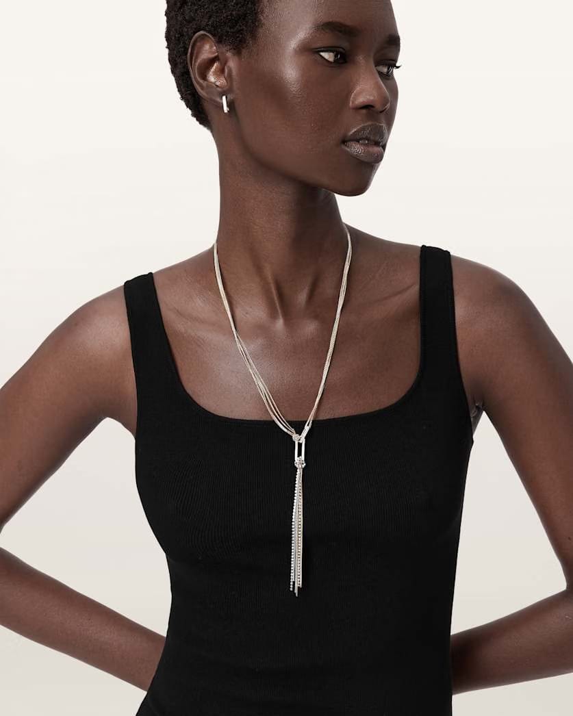 AllSaints April Lariat Necklace Women's Warm Silver/Brass Women's