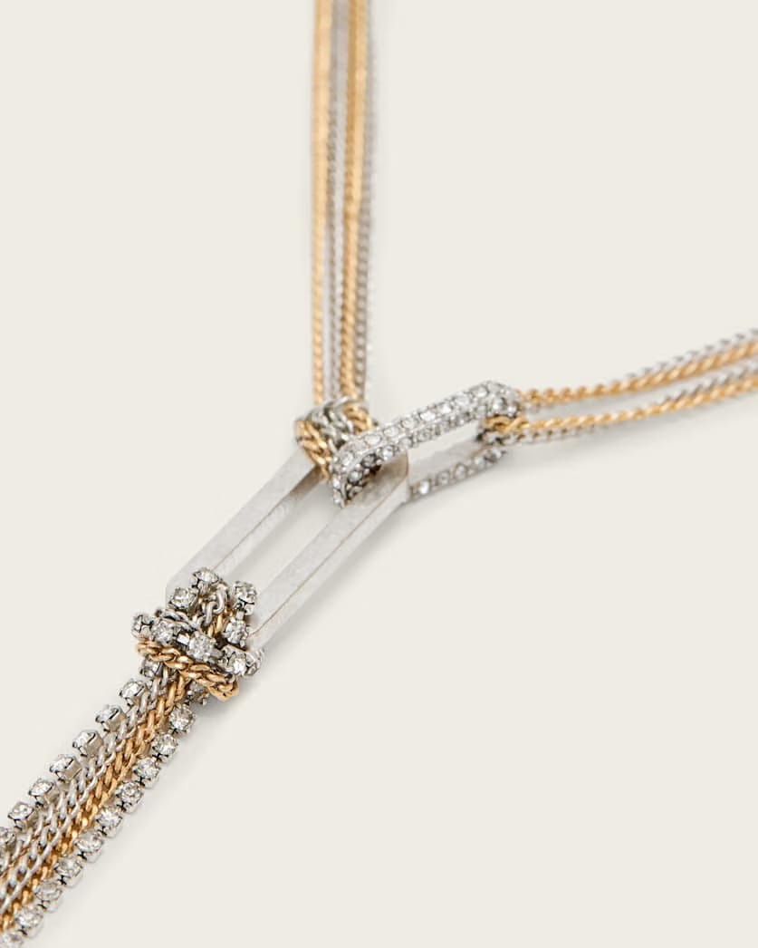 AllSaints April Lariat Necklace Women's Warm Silver/Brass Women's