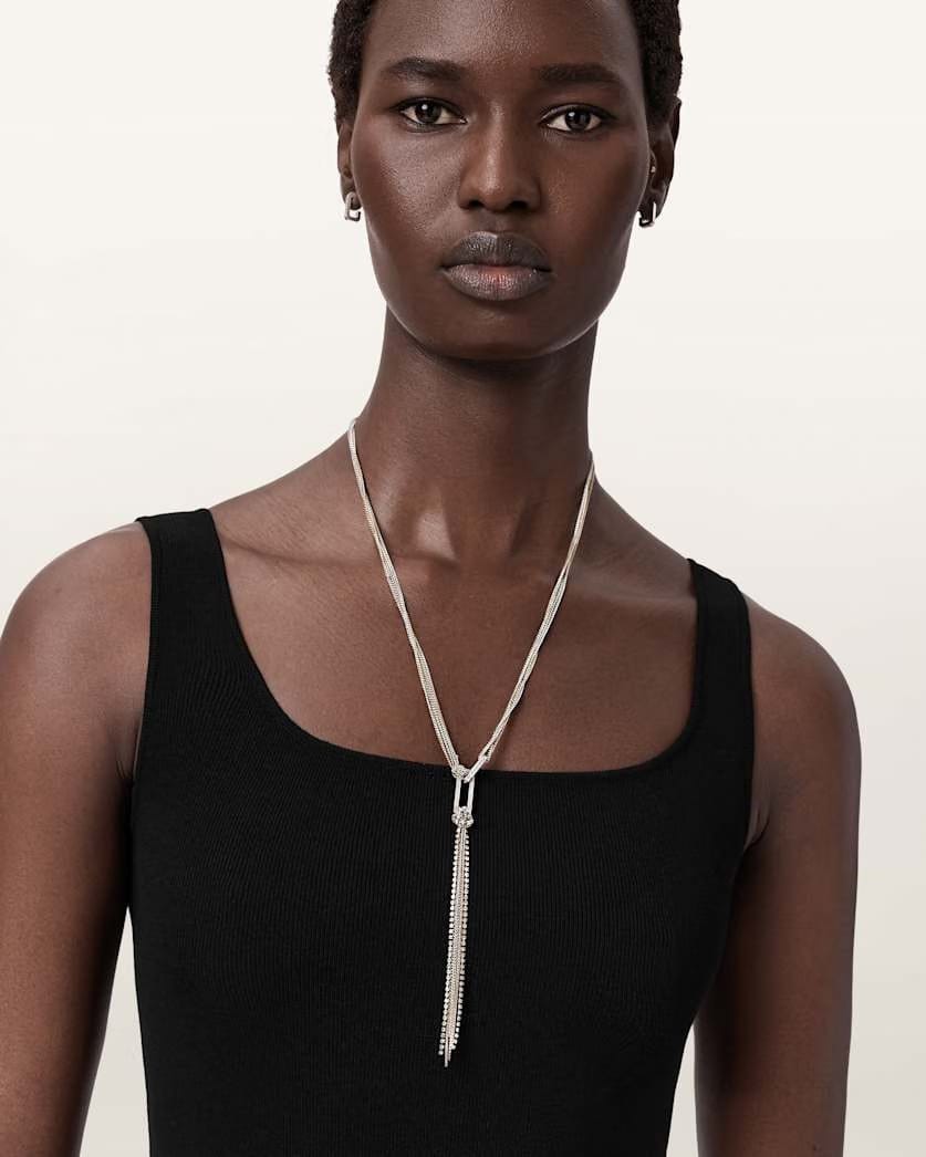 AllSaints April Lariat Necklace Women's Warm Silver/Brass Women's