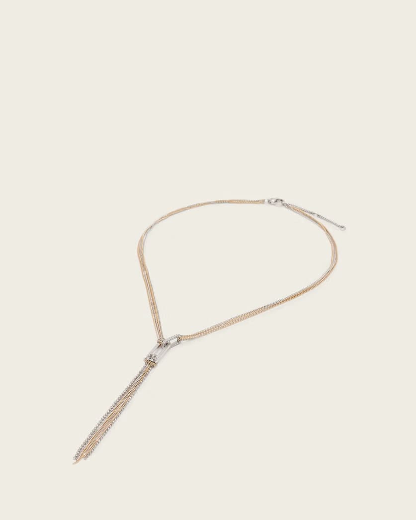 AllSaints April Lariat Necklace Women's Warm Silver/Brass Women's