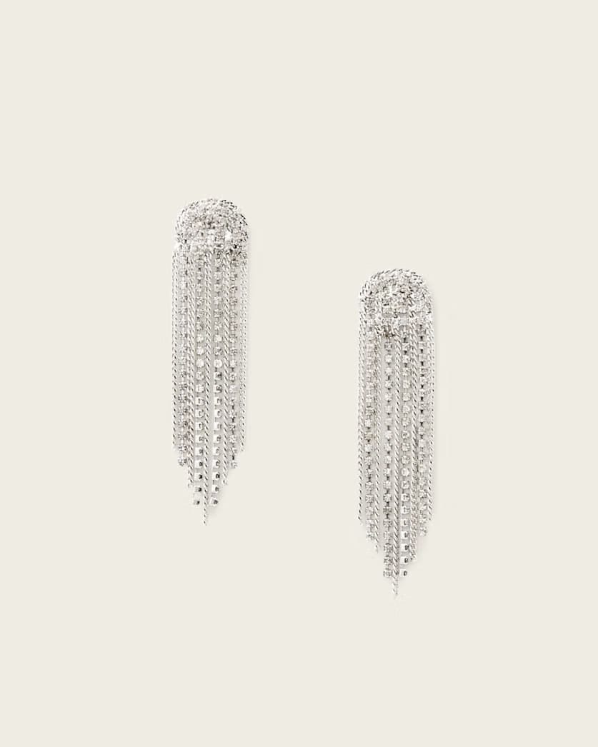 AllSaints April Fringe Earrings Women's Warm Silver Women's