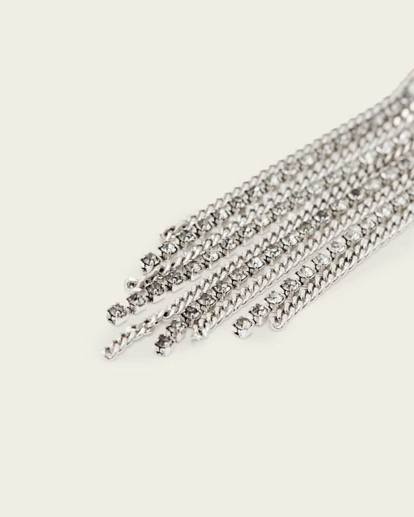 AllSaints April Fringe Earrings Women's Warm Silver Women's