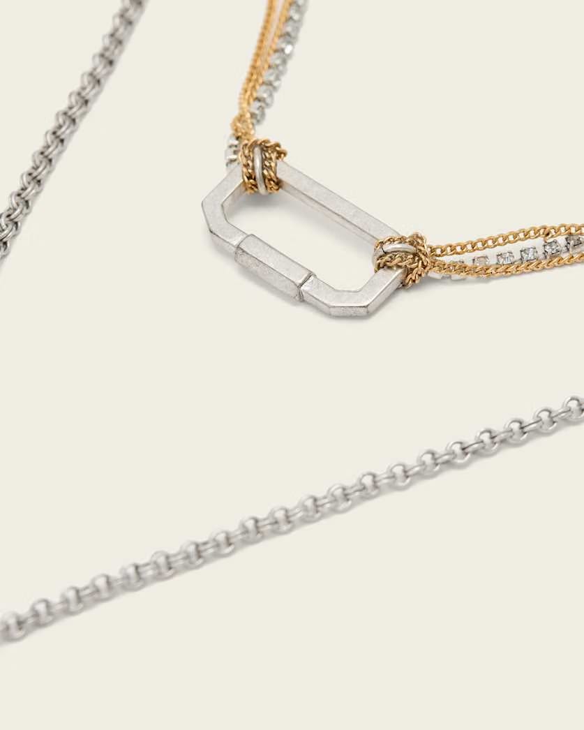 AllSaints April Double Necklace Women's Warm Silver/Brass Women's
