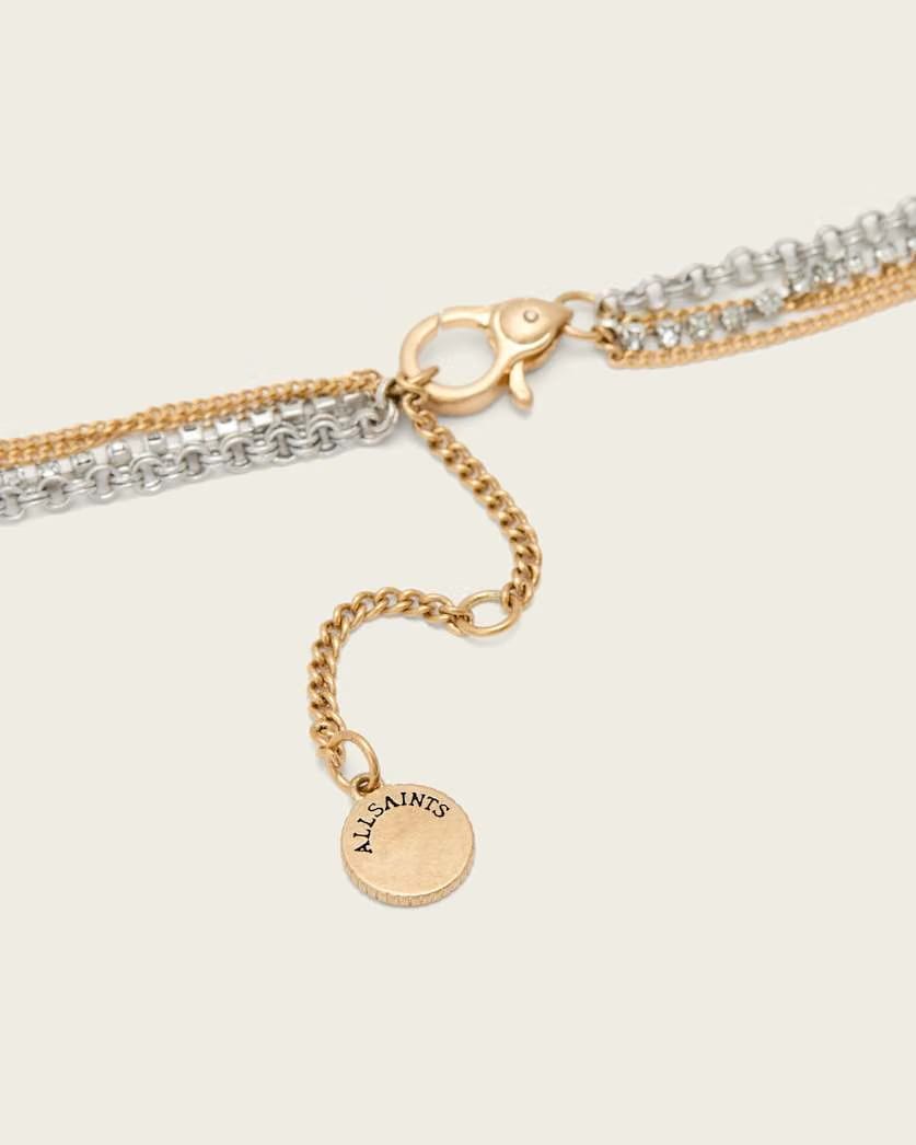 AllSaints April Double Necklace Women's Warm Silver/Brass Women's