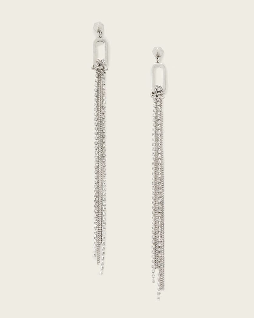 AllSaints April Chain Fringe Earrings Women's Warm Silver Women's