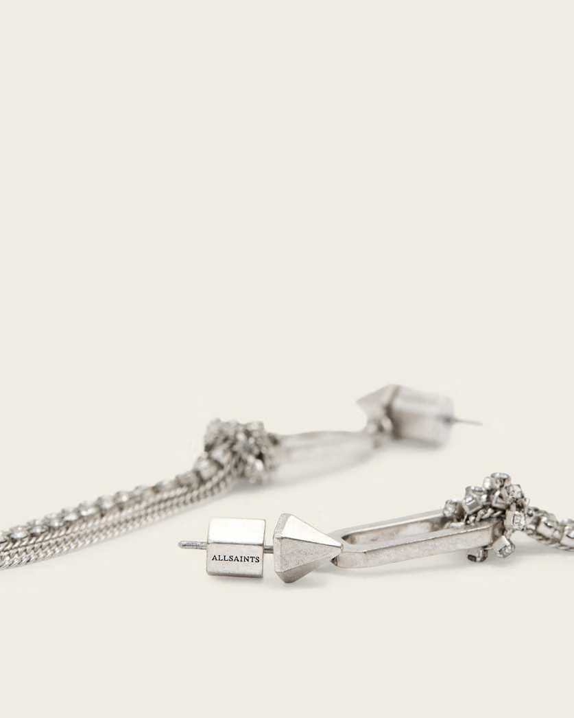 AllSaints April Chain Fringe Earrings Women's Warm Silver Women's