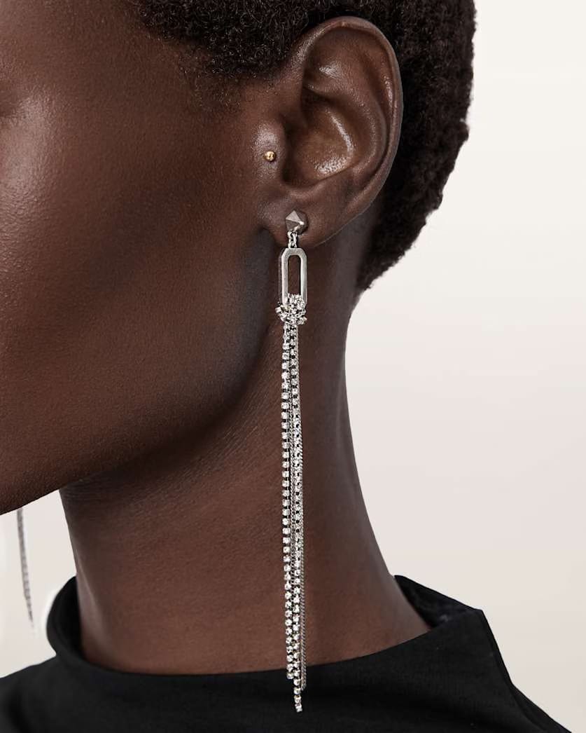 AllSaints April Chain Fringe Earrings Women's Warm Silver Women's