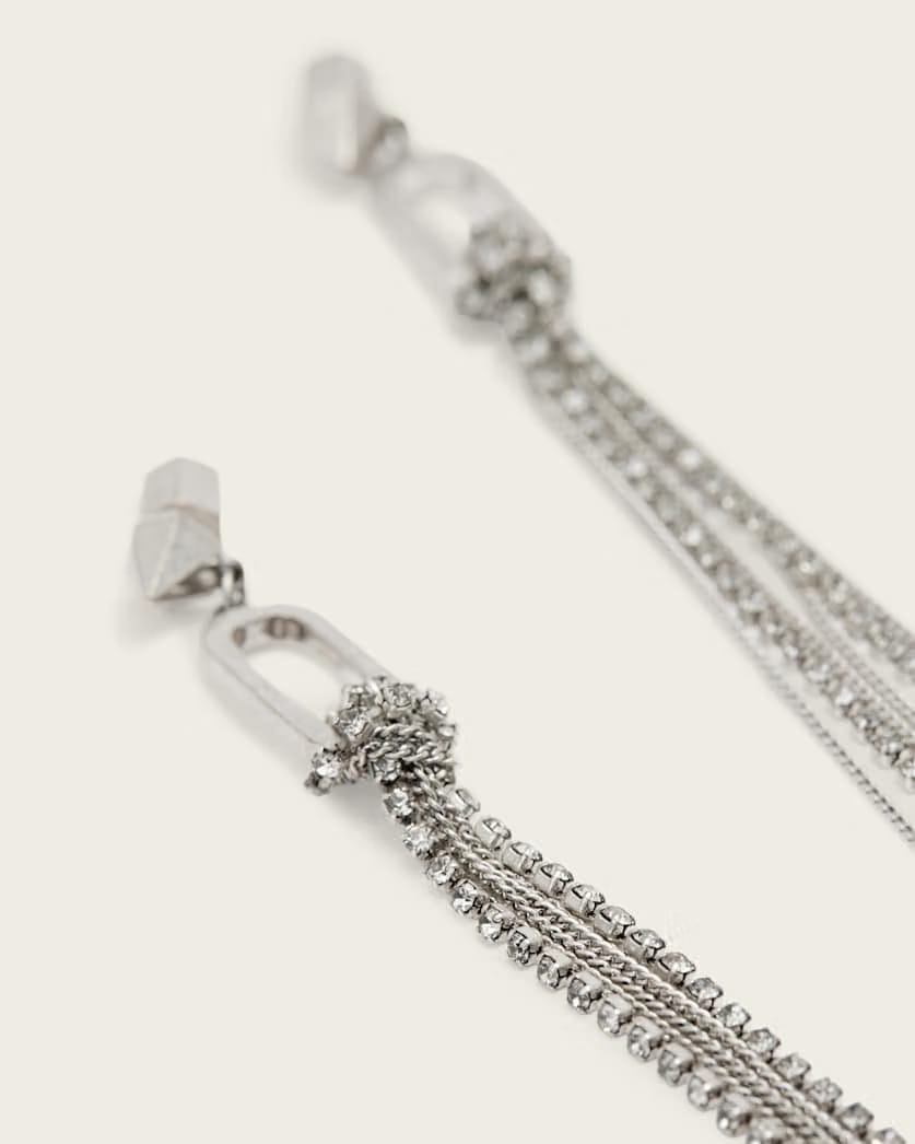 AllSaints April Chain Fringe Earrings Women's Warm Silver Women's