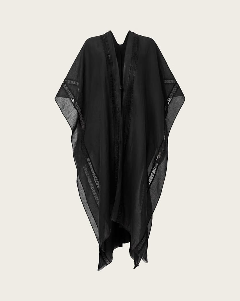 AllSaints Anthea Lace Trimmed Ruana Women's Black Women's