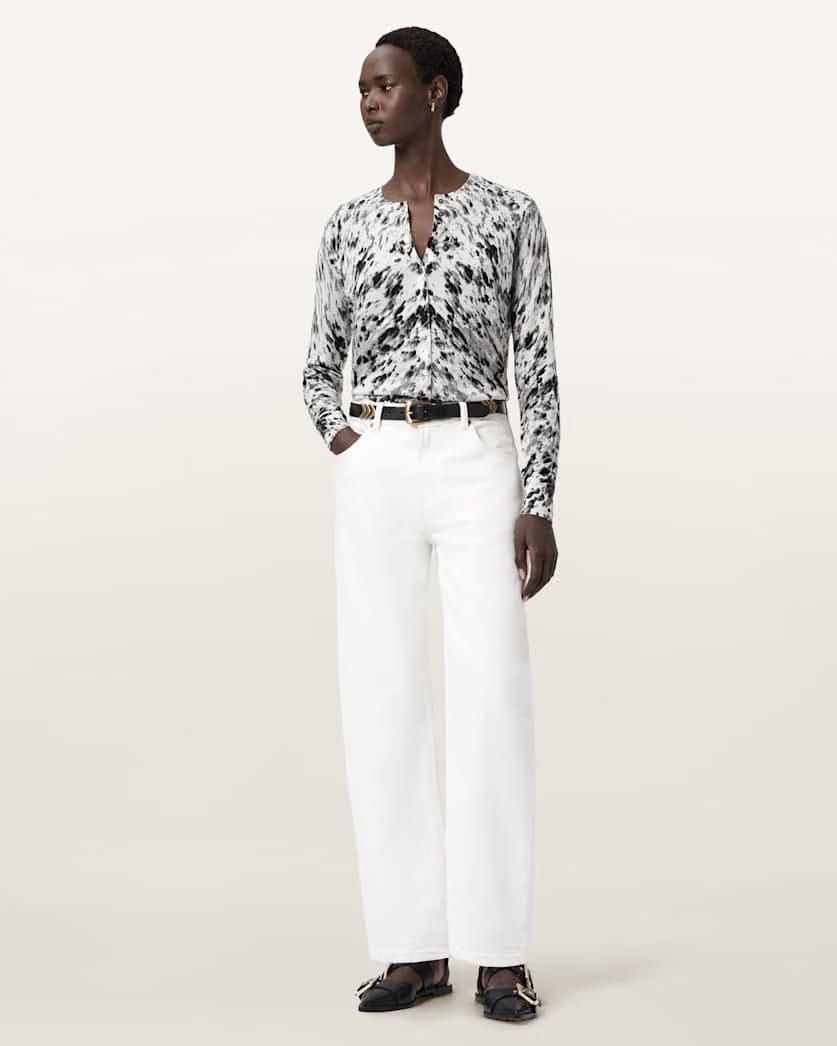 AllSaints Anouk Slim Fit Merino Wool Cardigan Women's Canter Ecru White Women's