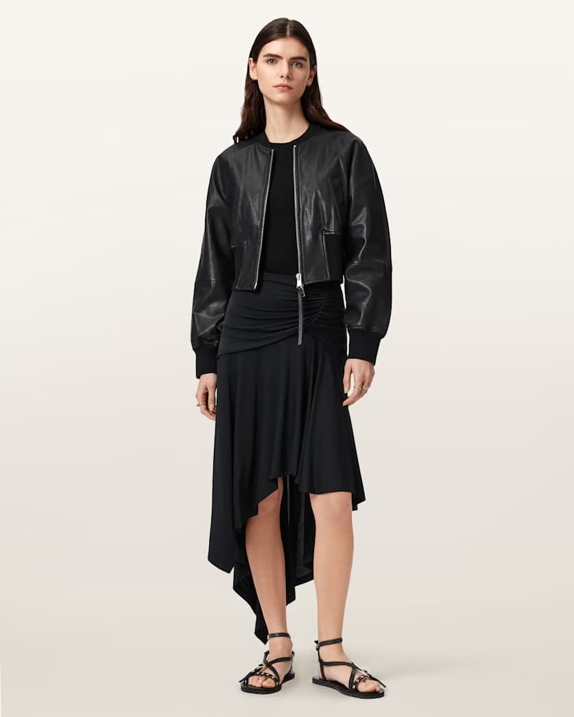 AllSaints Annalie Jersey Midi Skirt Women's Black Women's