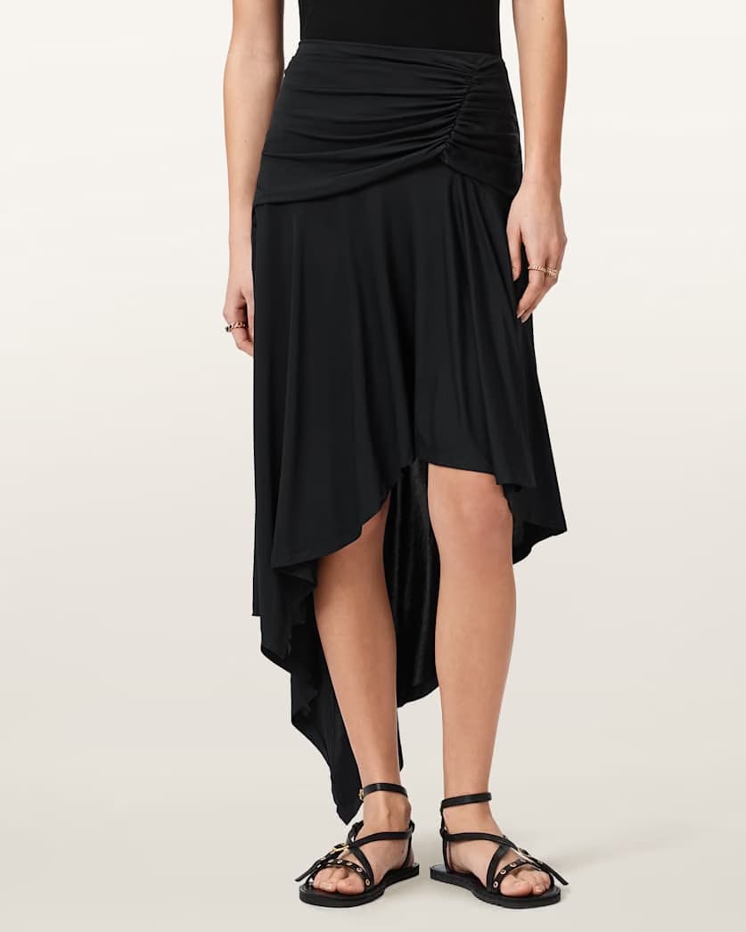 AllSaints Annalie Jersey Midi Skirt Women's Black Women's