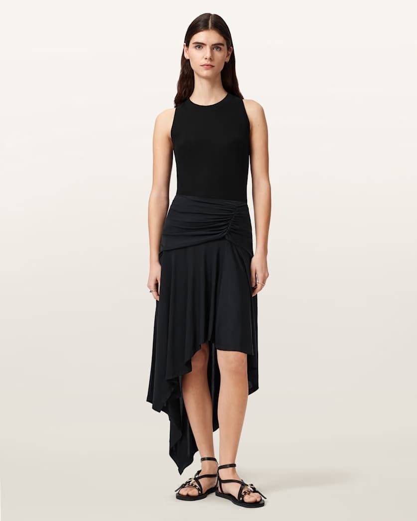 AllSaints Annalie Jersey Midi Skirt Women's Black Women's