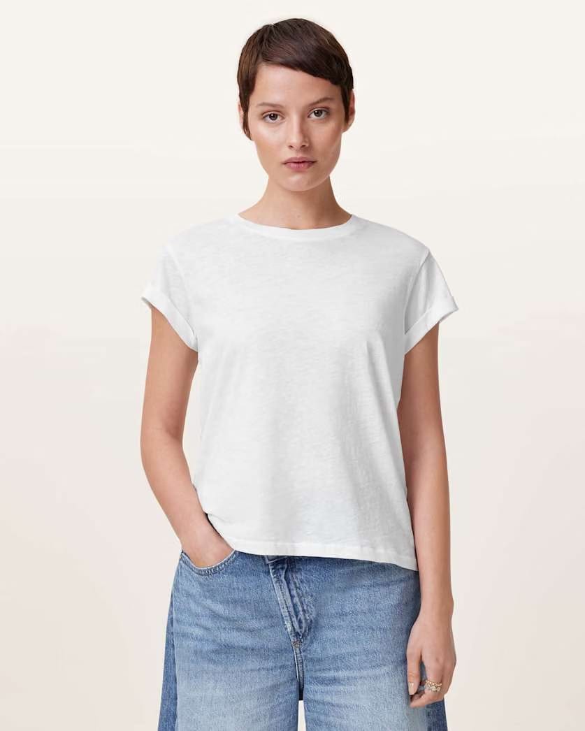 AllSaints Anna Crew Neck Short Sleeve T Shirt Women's Chalk White Women's