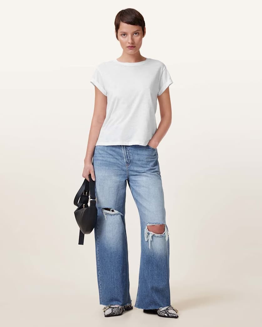 AllSaints Anna Crew Neck Short Sleeve T Shirt Women's Chalk White Women's