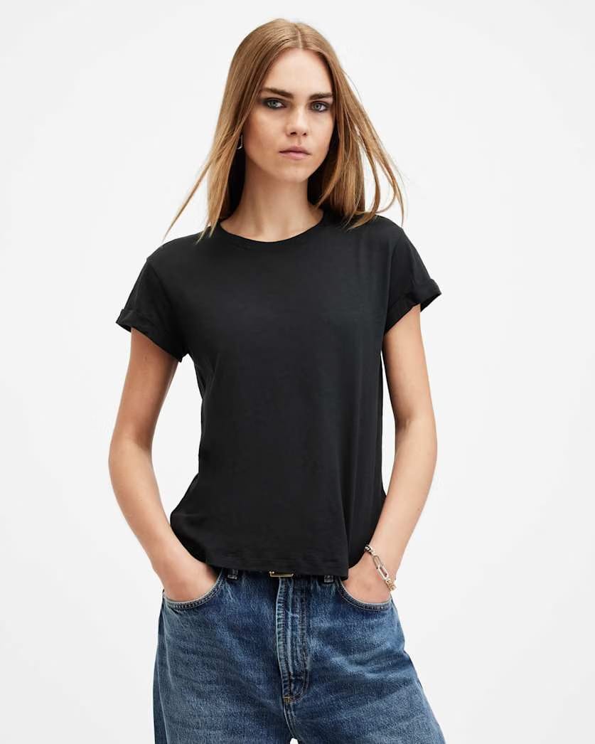 AllSaints Anna Crew Neck Short Sleeve T Shirt Women's Black Women's