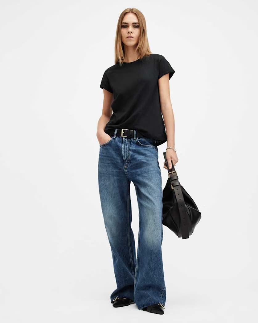 AllSaints Anna Crew Neck Short Sleeve T Shirt Women's Black Women's