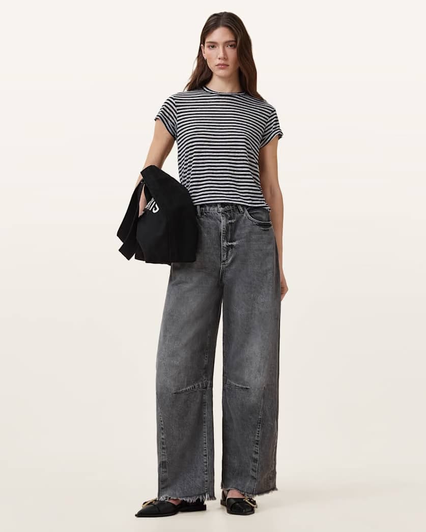 AllSaints Anna Crew Neck Short Sleeve T Shirt Women's Chalk/Ink Women's