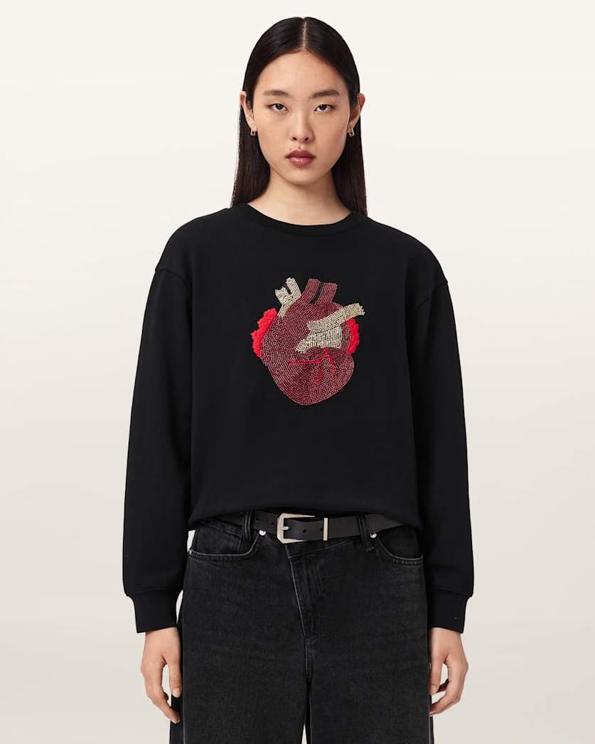 AllSaints Andrea Pippa Embellished Sweatshirt Women's Black Women's