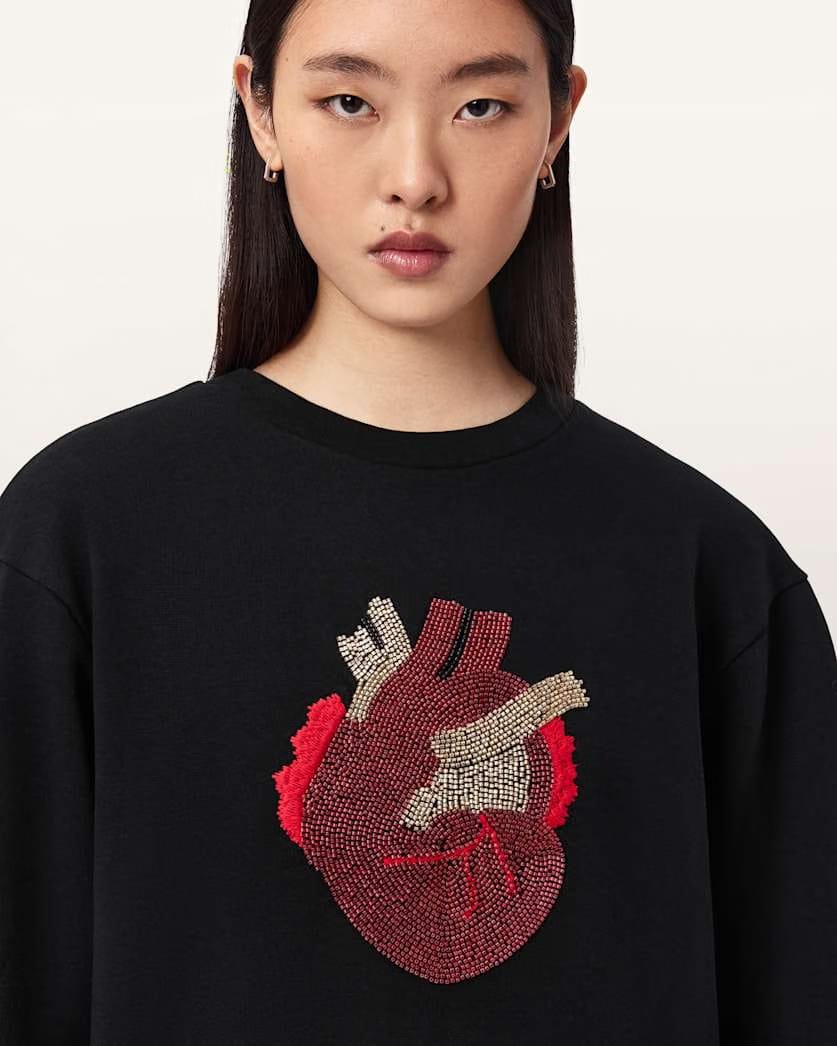 AllSaints Andrea Pippa Embellished Sweatshirt Women's Black Women's