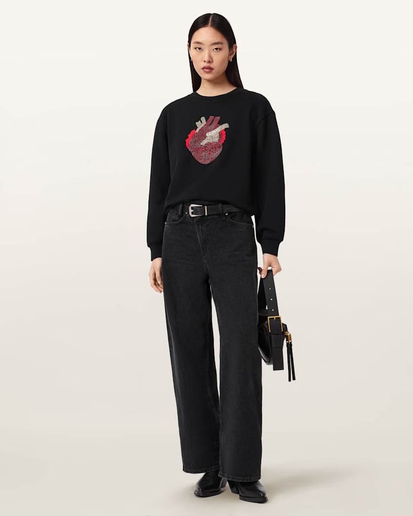 AllSaints Andrea Pippa Embellished Sweatshirt Women's Black Women's