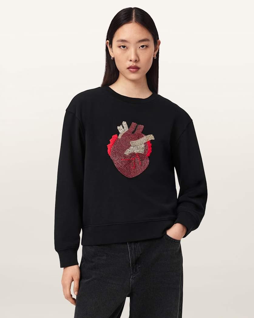 AllSaints Andrea Pippa Embellished Sweatshirt Women's Black Women's