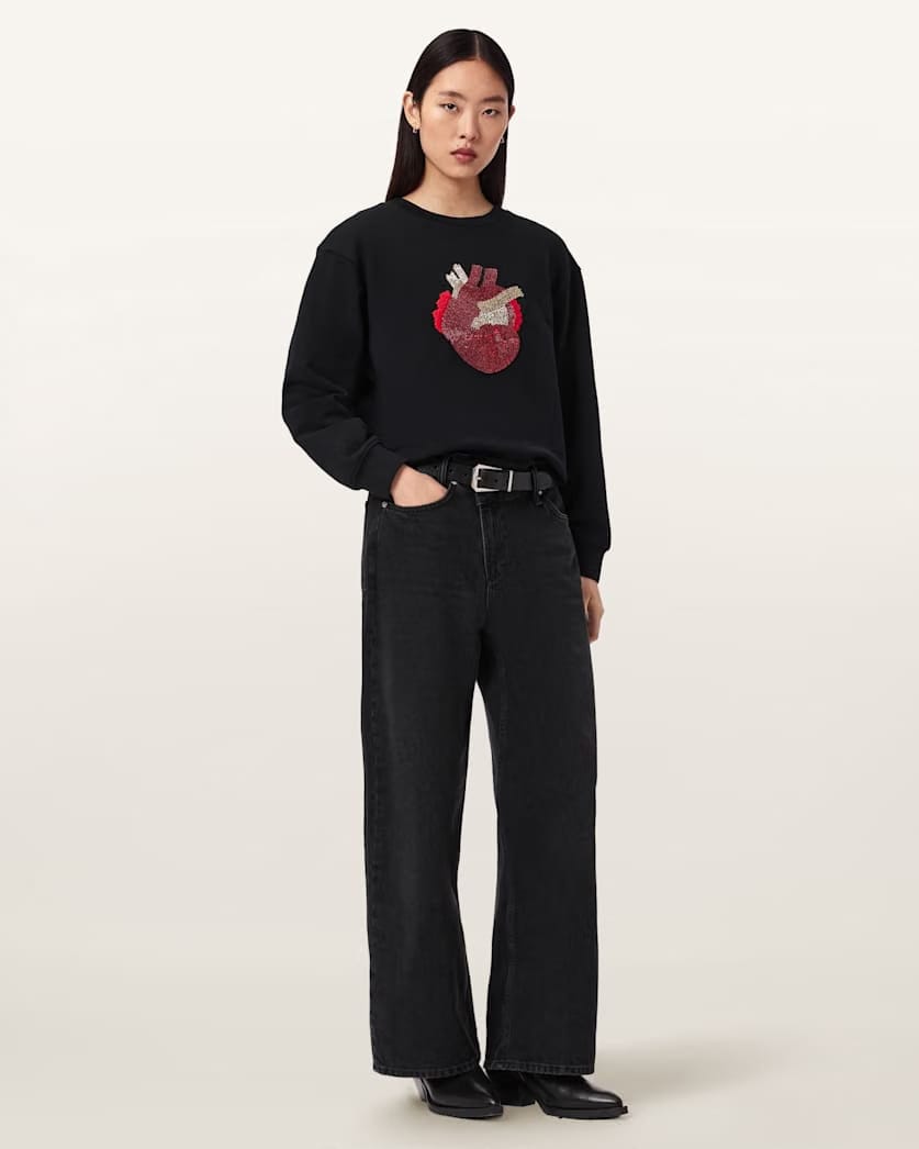 AllSaints Andrea Pippa Embellished Sweatshirt Women's Black Women's