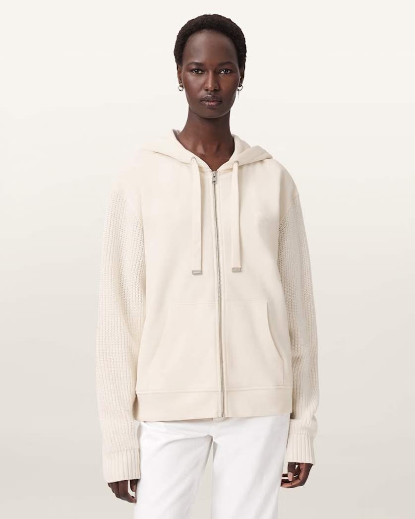 AllSaints Amphie Oversized Cotton Hoodie Women's Tofu White Women's