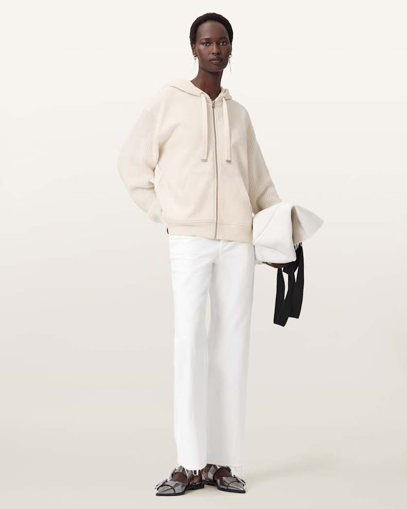 AllSaints Amphie Oversized Cotton Hoodie Women's Tofu White Women's