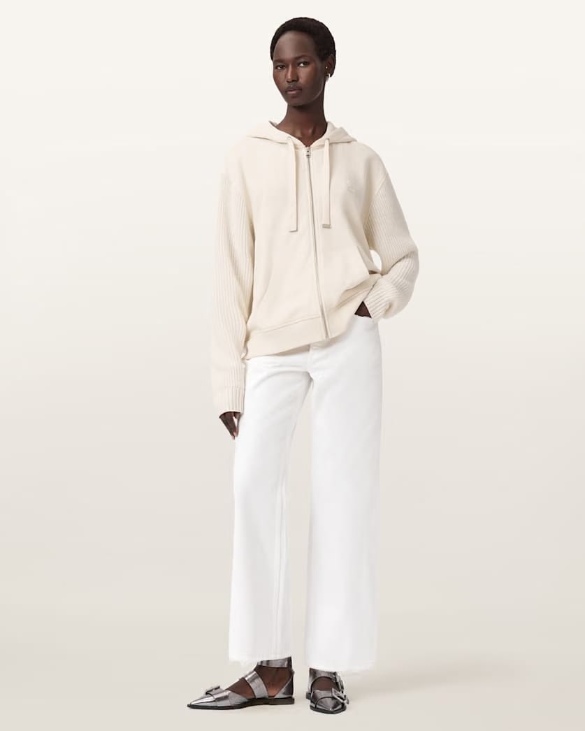 AllSaints Amphie Oversized Cotton Hoodie Women's Tofu White Women's