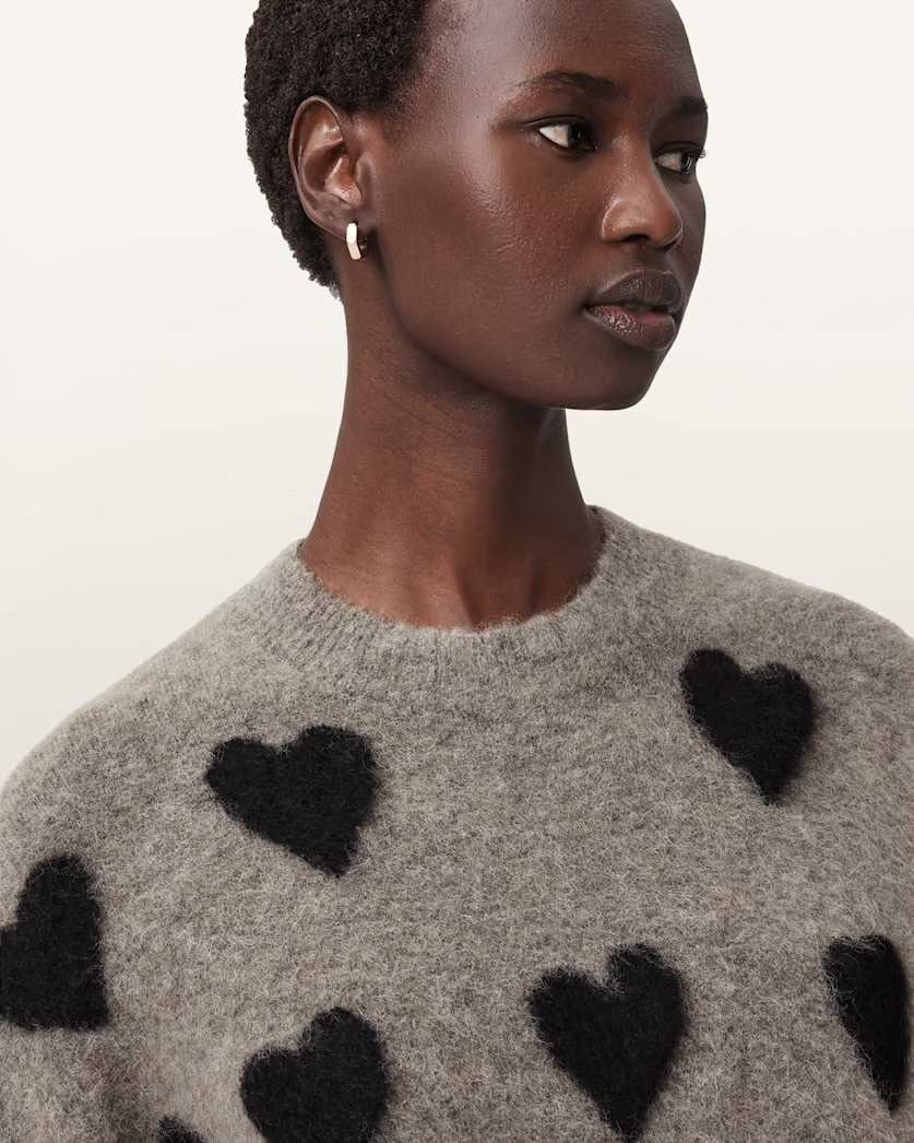 AllSaints Amora Jacquard Brushed Sweater Women's Walnut Brown/Black Women's