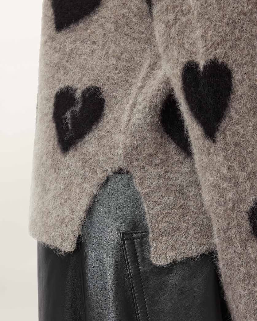 AllSaints Amora Jacquard Brushed Sweater Women's Walnut Brown/Black Women's