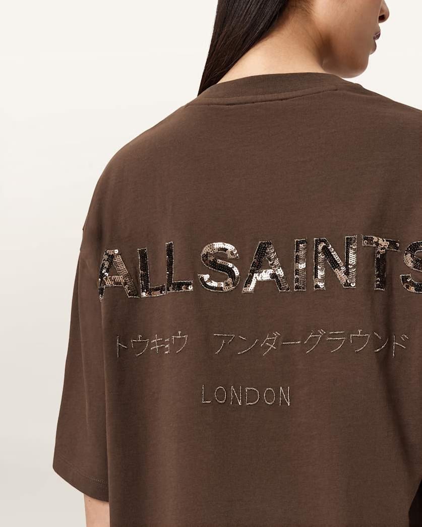 AllSaints Amelie Oversized Underground T Shirt Women's Bitter Brown Women's