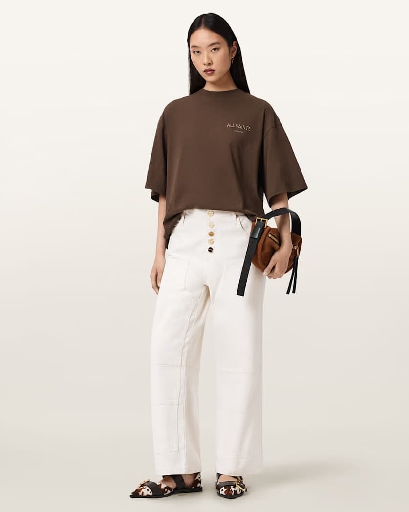 AllSaints Amelie Oversized Underground T Shirt Women's Bitter Brown Women's