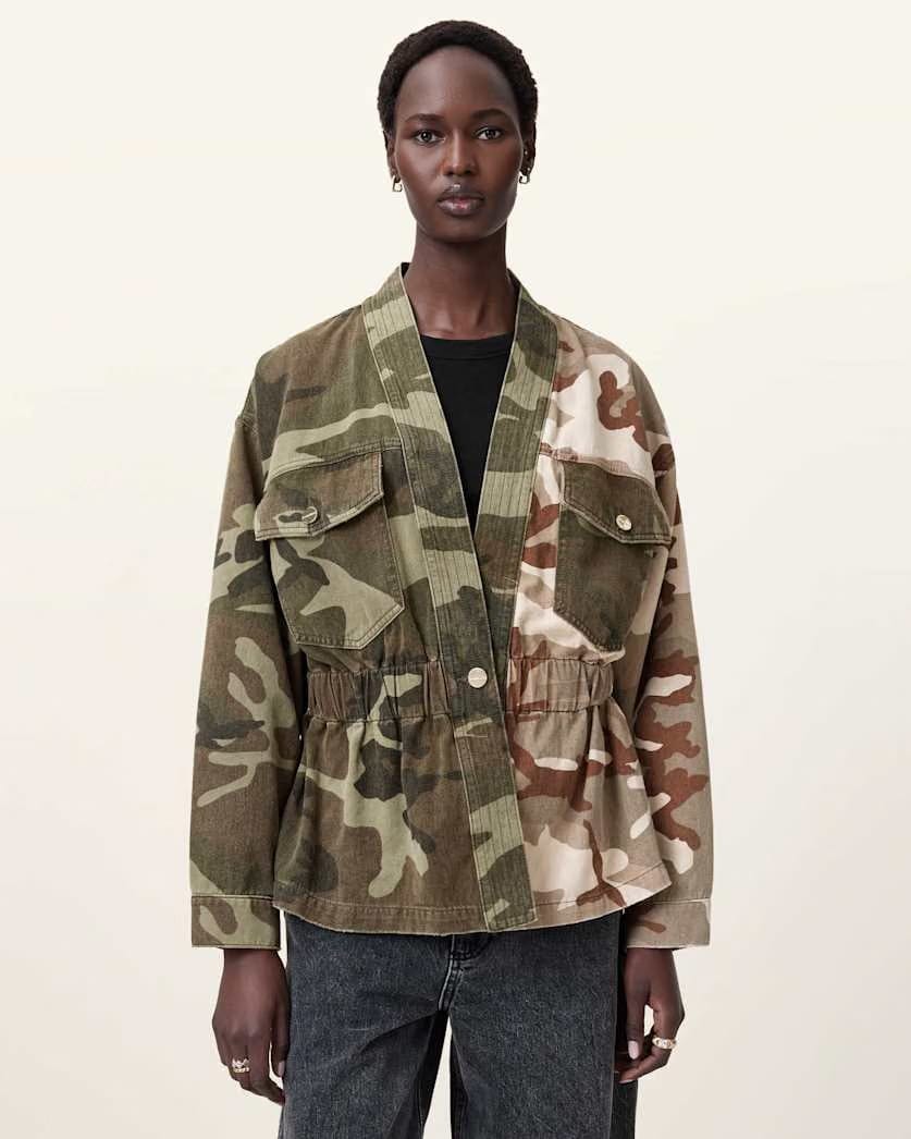 AllSaints Amelia Camouflage Jacket Women's Camo Green Women's