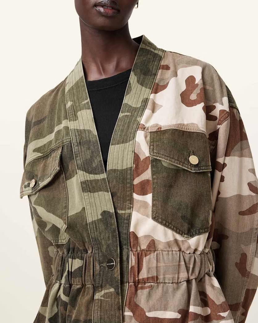 AllSaints Amelia Camouflage Jacket Women's Camo Green Women's