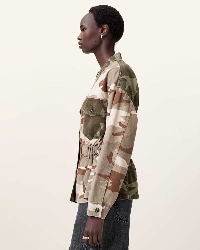 AllSaints Amelia Camouflage Jacket Women's Camo Green Women's
