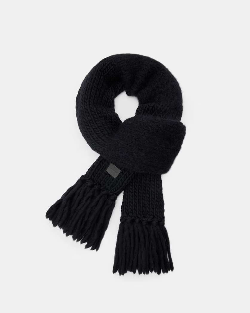 AllSaints Amber Mixed Knitted Scarf Women's Black Women's
