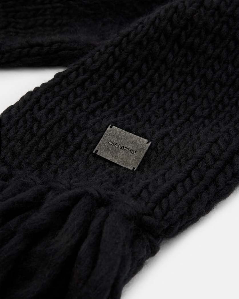 AllSaints Amber Mixed Knitted Scarf Women's Black Women's