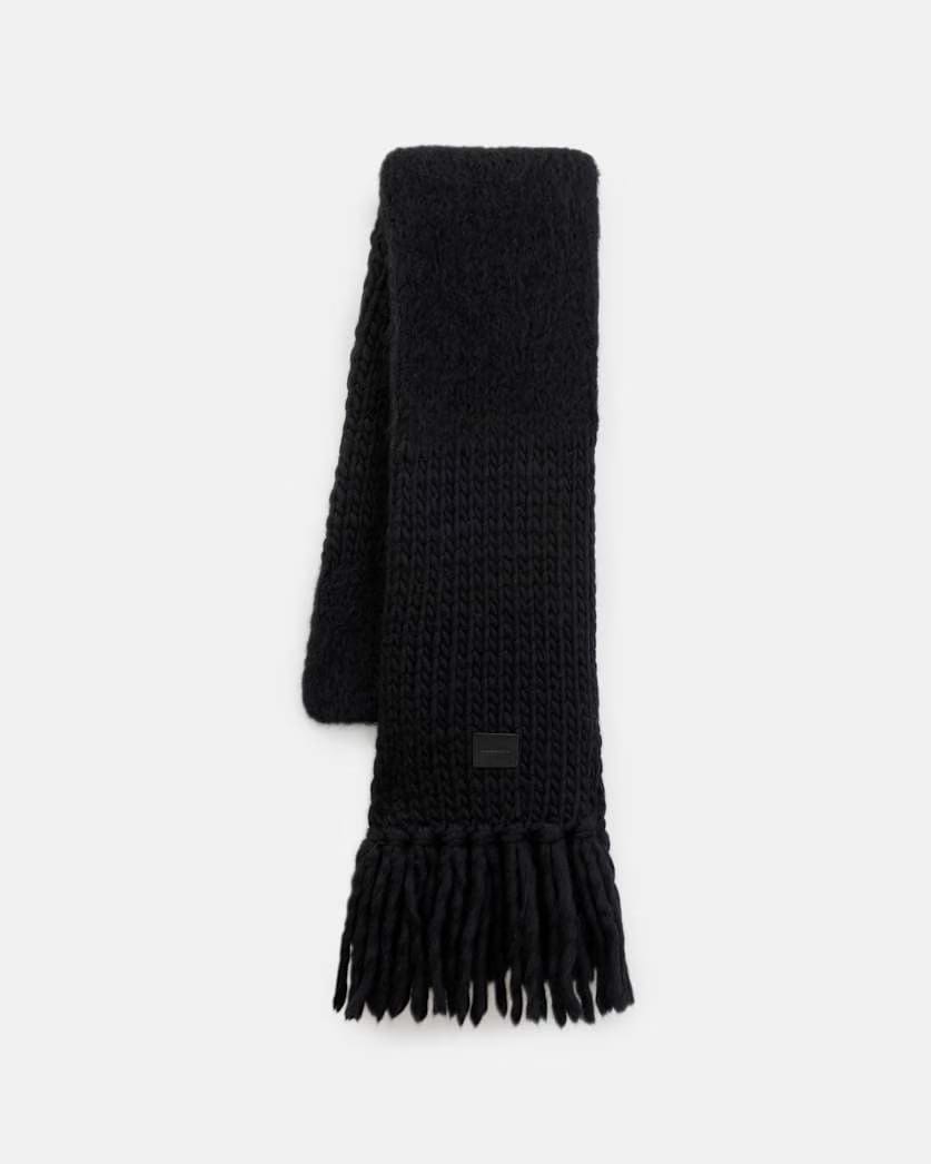 AllSaints Amber Mixed Knitted Scarf Women's Black Women's