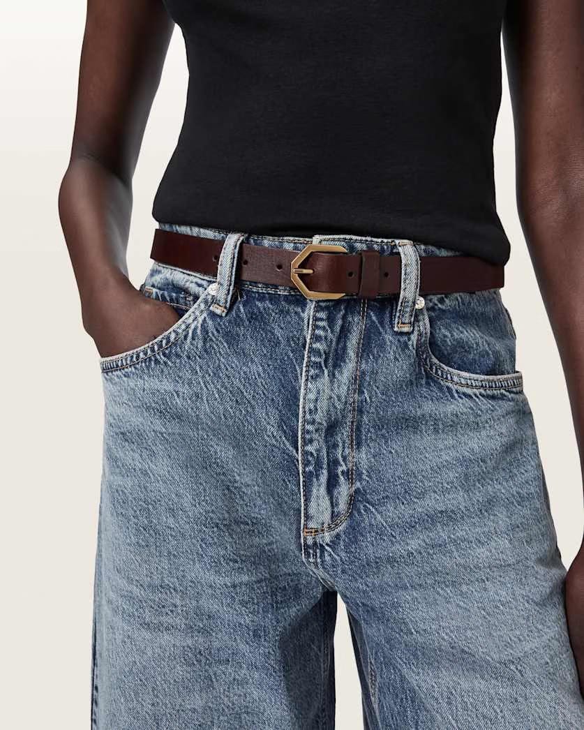 AllSaints Amara Leather Waist Belt Women's Brown Women's