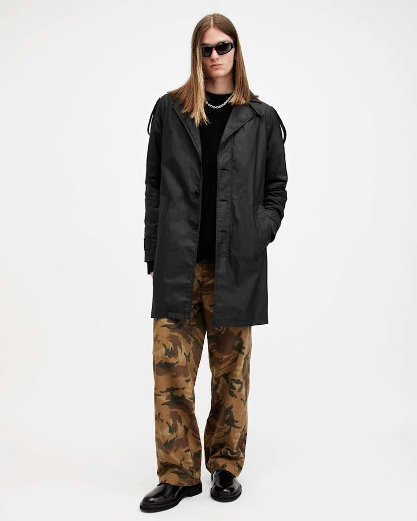 AllSaints Allman Waxed Water Repellent Mac Black